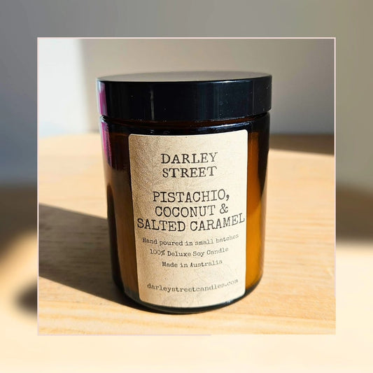 Pistachio Coconut Salted Caramel Soy Candle Central Coast NSW